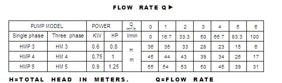 Bảng thông số kỹ thuật của máy bơm nước Lukypro HMP4